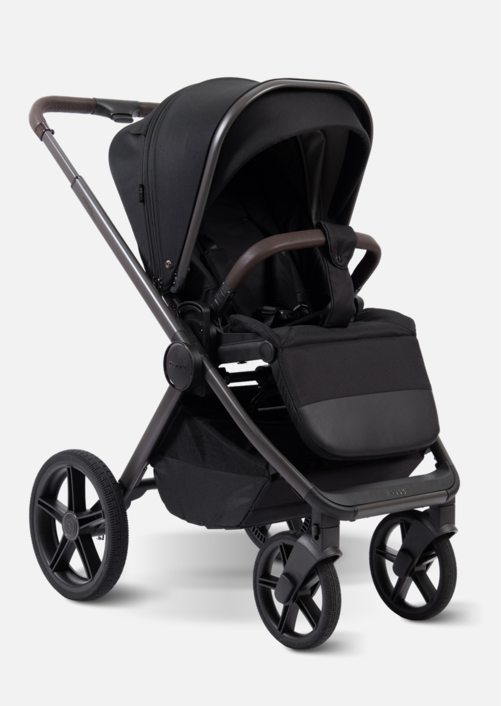 Peppy Коляска детская Monaco thermo 2 в 1 Black (черный), рама серо-коричневая