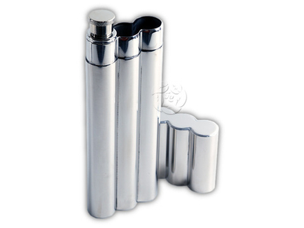 Туба металлическая для 2-х сигар с флягой