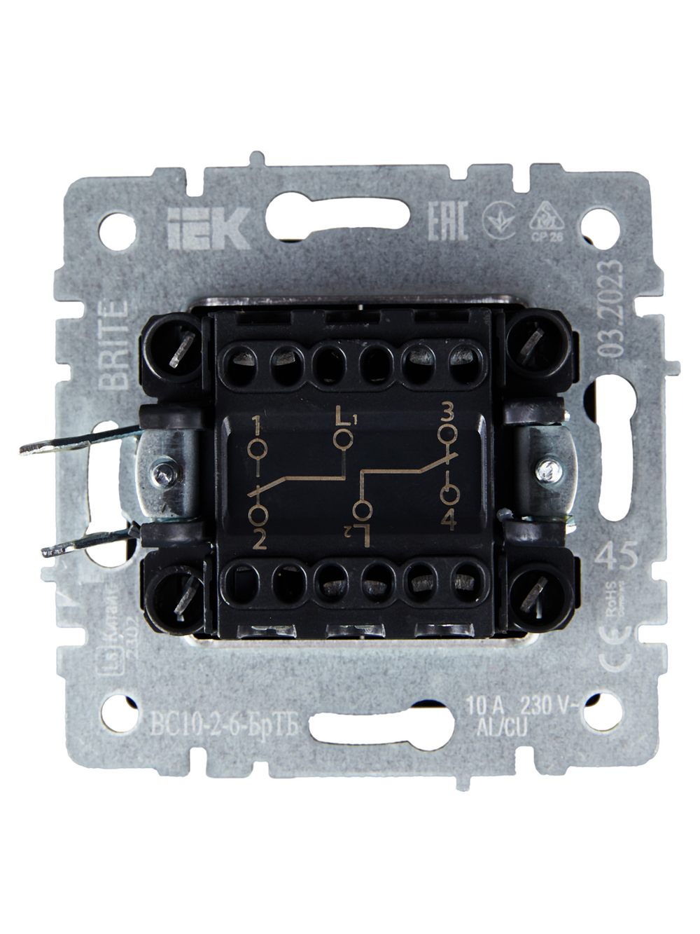 BRITE Выключатель 2-клавишный проходной 10А ВС10-2-6-БрТБ темная бронза IEK