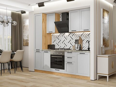 Прямая модульная кухня Нео-02 Grey Silk - Дуб Вотан 2140*2300*600