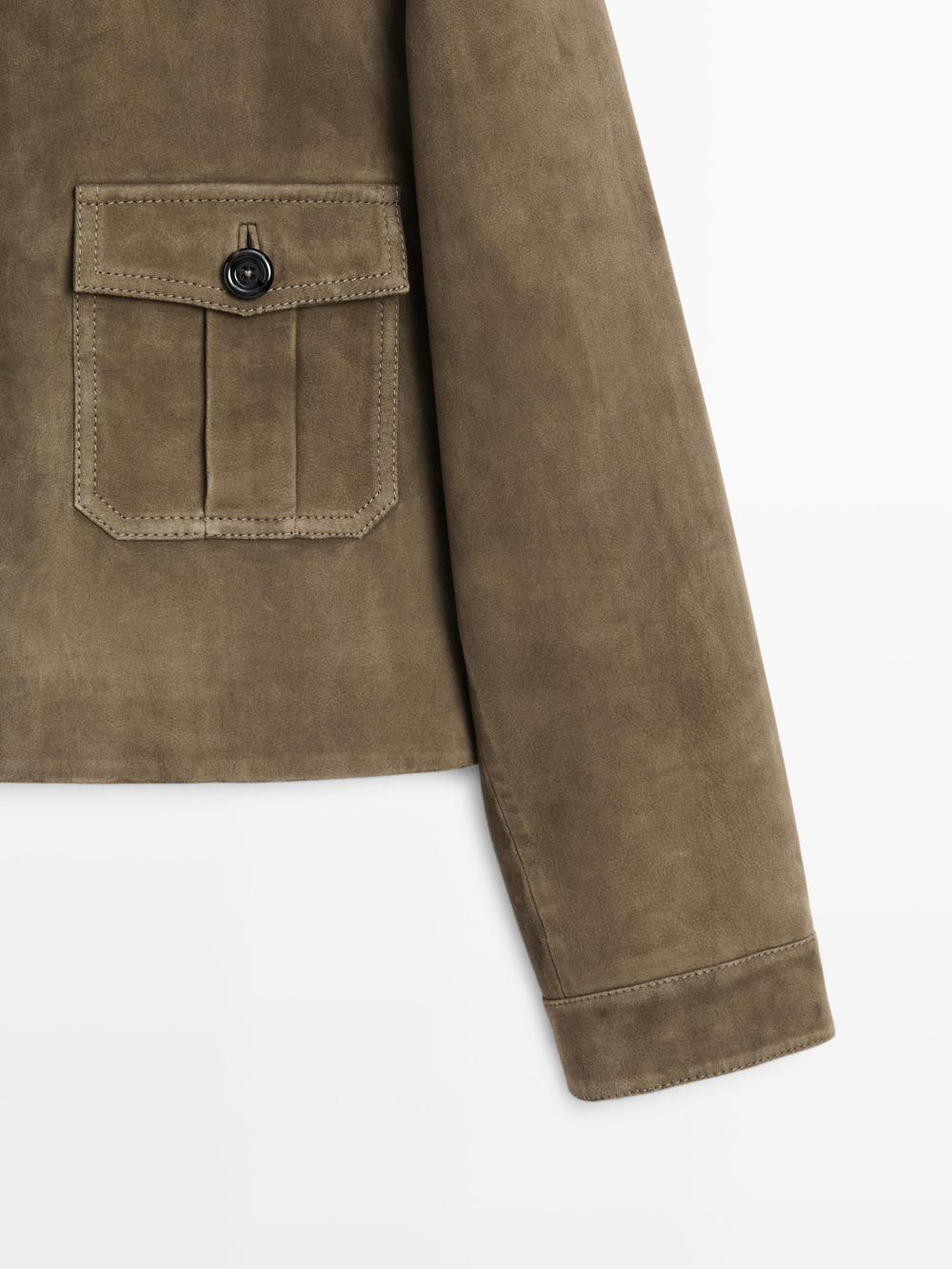 Massimo Dutti Короткая замшевая куртка, хаки