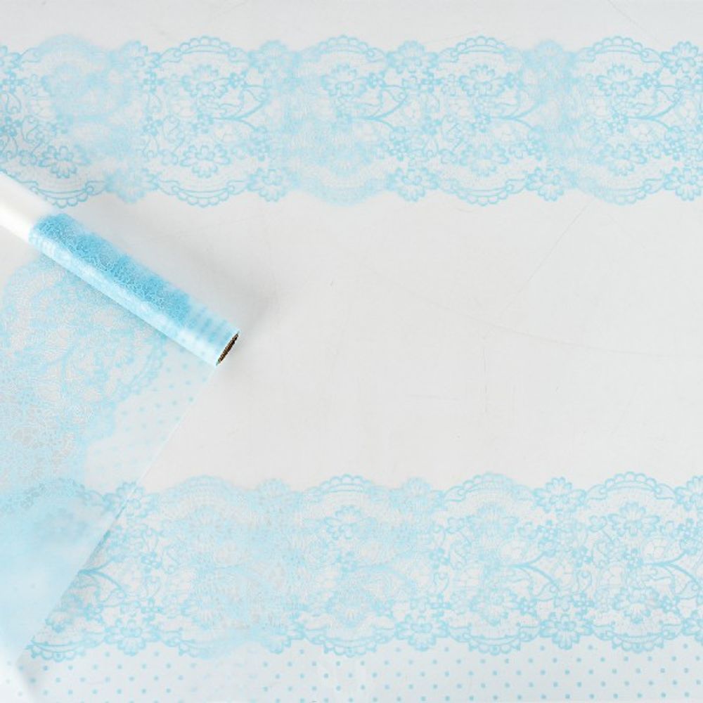 Пленка матовая "Кружево" 57см*10м Голубая