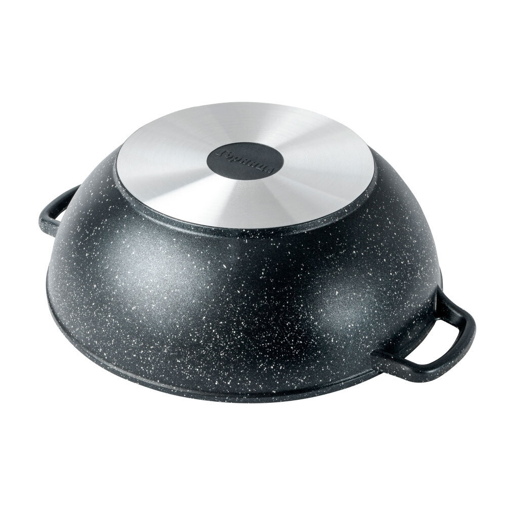 Казан 4л 28*10см Гранит с литыми ручками и стеклянной крышкой, кн2832аг