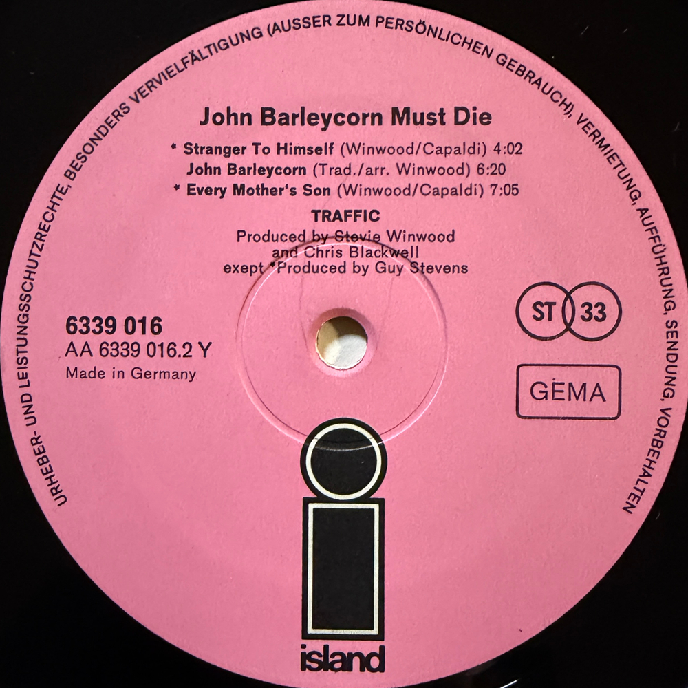Traffic ‎– John Barleycorn Must Die (Германия)