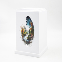 Урна для праха "Колонна Реквием" с печатью Перо-пейзаж