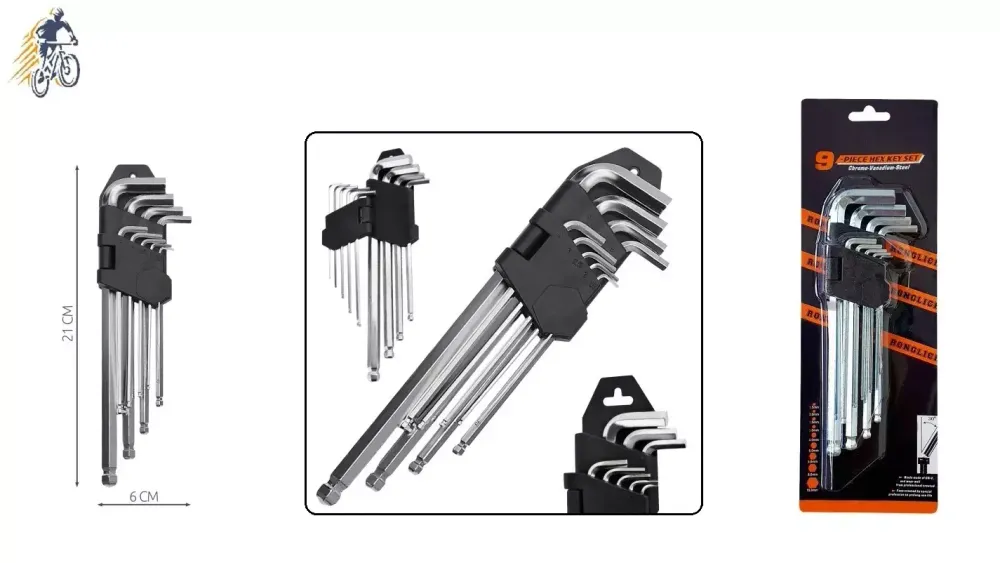 Набор инструментов: ключи шестигранные, 9 предм. (1.5/2/2.5/3/4/5/6/8/10 мм), 16 см, пластиковый держатель, на блистере, Q-TOOLS