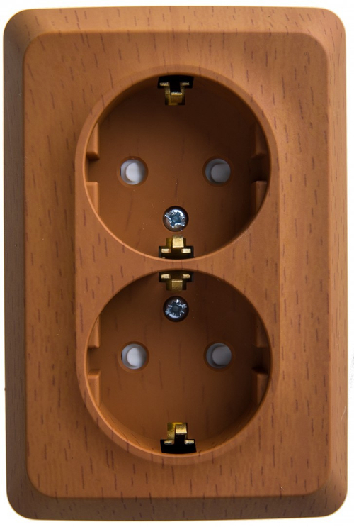 Розетка 2-м СУ с/з защ.штор. бук Schneider