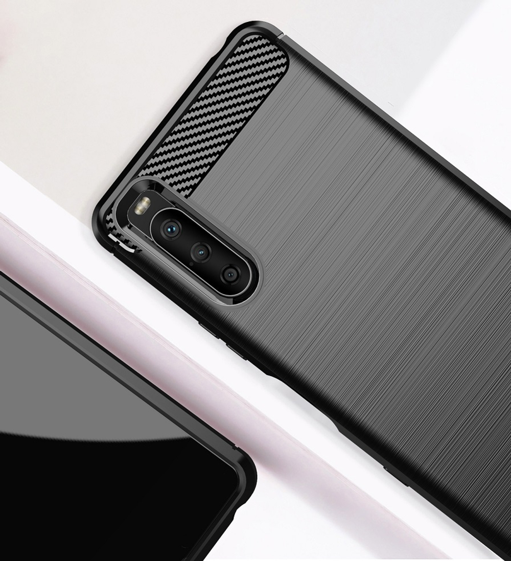 Мягкий чехол черного цвета для Sony Xperia 10 III генерация с 2021 года, серии Carbon от Caseport