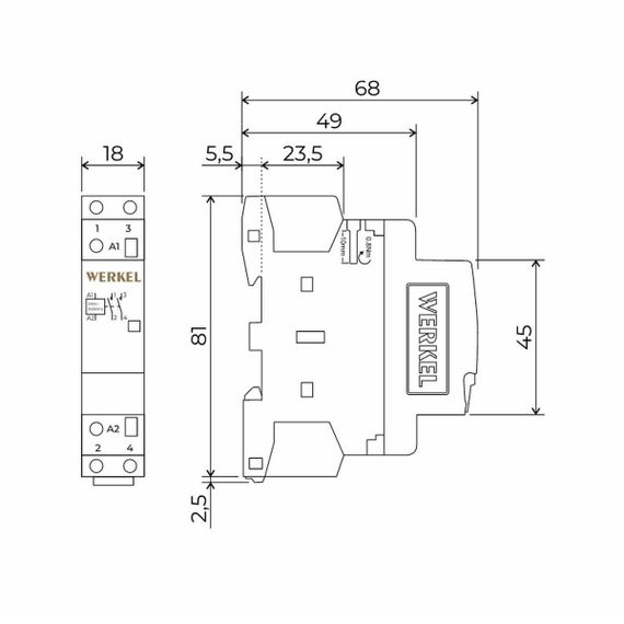 Контактор модульный 20 A 2NO (1 модуль) Werkel W941M20O 4690389212086