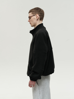Drawstring Half-Zipped Sweatshirt Black