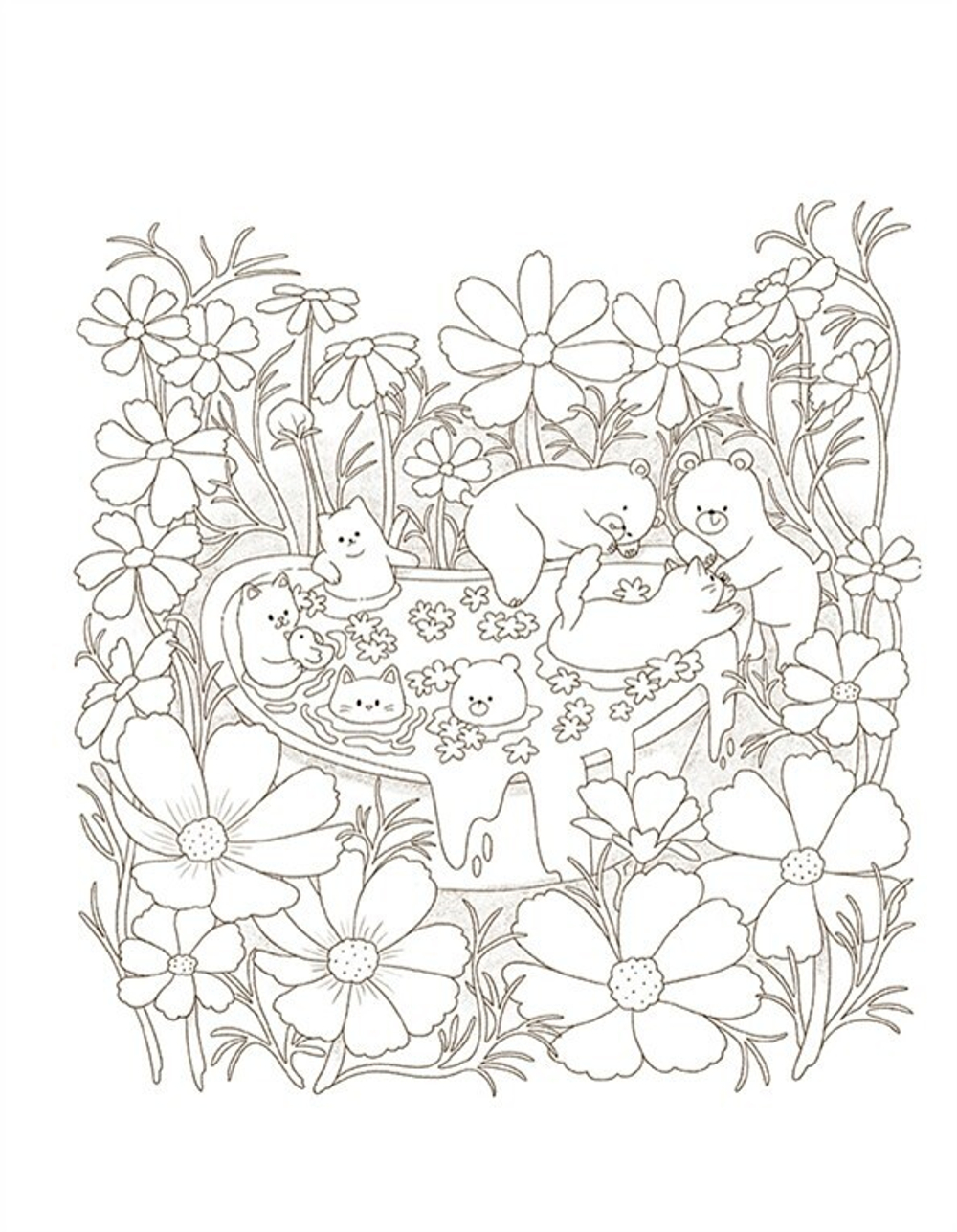 Cat's autumn picnic. Coloring Book