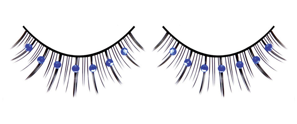 Чёрно-синие ресницы со стразиками (Цвет: черный с синим)