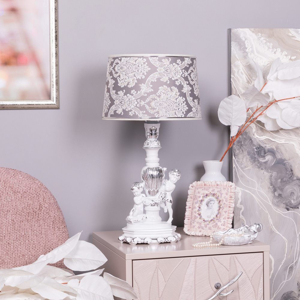 Настольная лампа Путти Сильвер с абажуром Тюссо Vatican (Ватикан) Сильвер