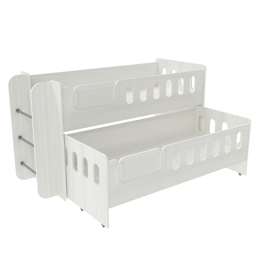 Двухъярусная выкатная кровать КарИВи Чудо 9 80x180 Белое Дерево