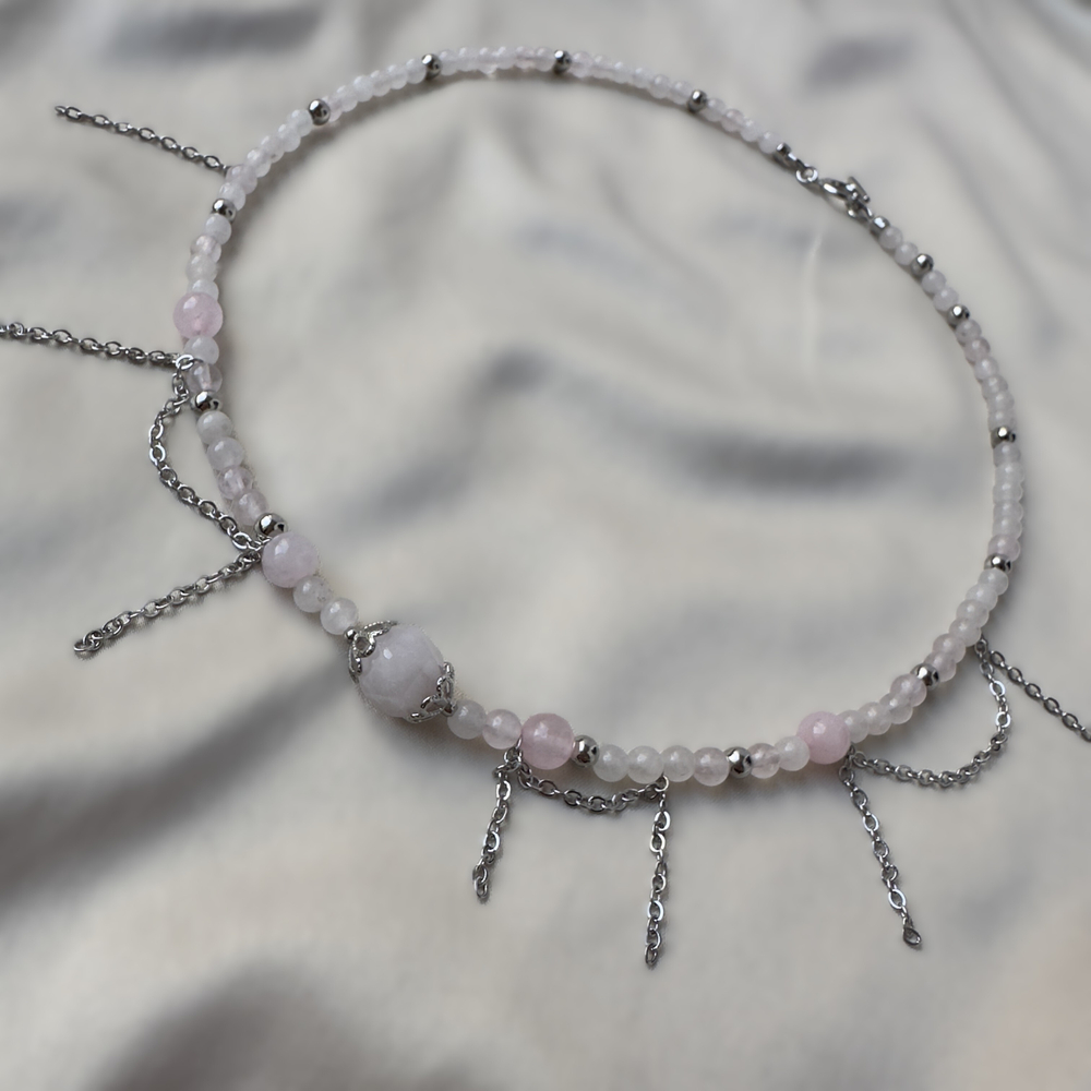 Колье «Розовый шёпот» — розовый кварц