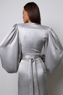 Юбка макси серебро