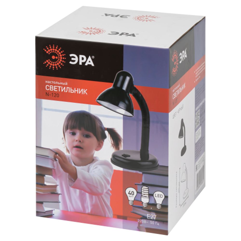 Настольный светильник ЭРА N-120-E27-40W-BK черный | Настольные светильники под лампу