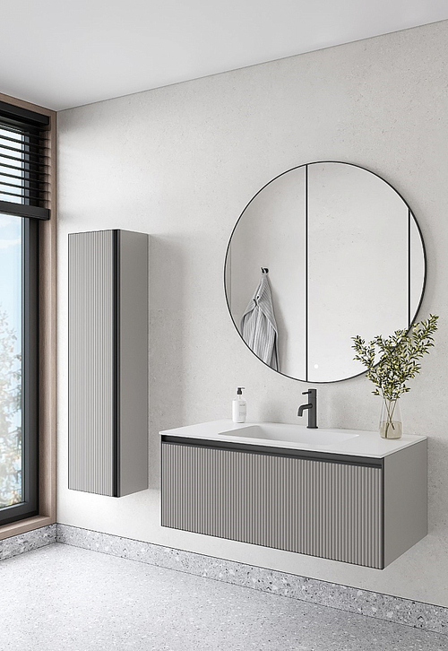 Тумба с раковиной Armadi Art QUATRO 1 100 FUGA LUNA/профиль ANTHRACITE/раковина белая