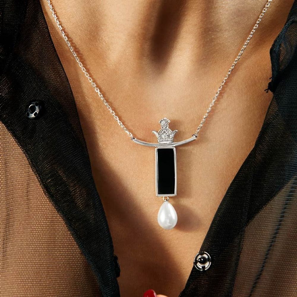 Серебряный кулон с ониксом и жемчугом Arte Taj Aghigh 20220267 Иран Серебряный кулон с ониксом и жемчугом Arte Taj Aghigh 20220267 Иран