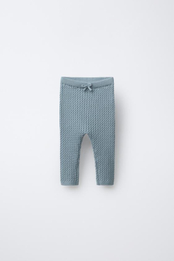 ZARA ЛЕГИНСЫ КРУПНОЙ ВЯЗКИ, ВЫЦВЕТШИЙ СИНИЙ