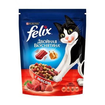 Purina Felix сухой корм для кошек "Двойная вкуснятина" с мясом