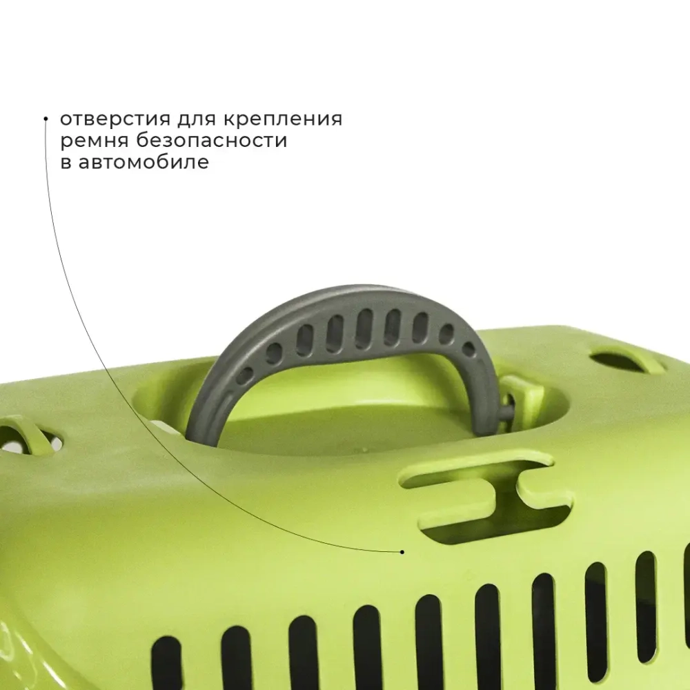 Переноска пластиковая ZOOEXPRESS "Турне" с прозрачной дверцей - 42х29х29,5 см (S) - зеленая