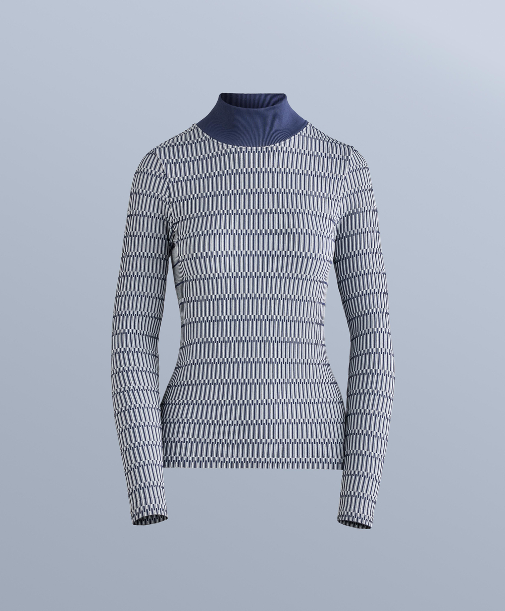 Oysho Бесшовная термофутболка с геометрическим узором Base Layer, синий