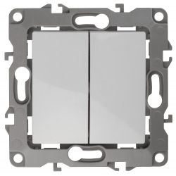12-1106-01 ЭРА Переключатель двойной, 10АХ-250В, IP20, Эра12, белый