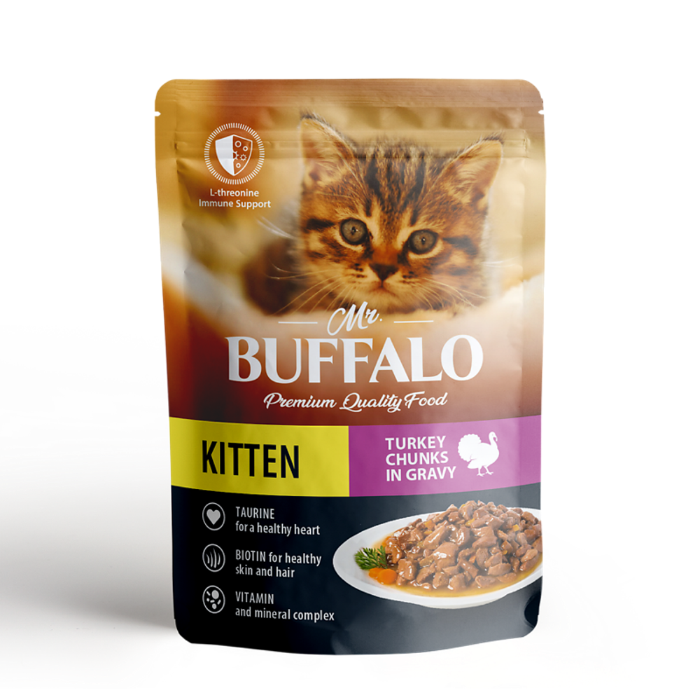 Mr.Buffalo 85г пауч Kitten Влажный корм для котят Индейка на пару (соус)