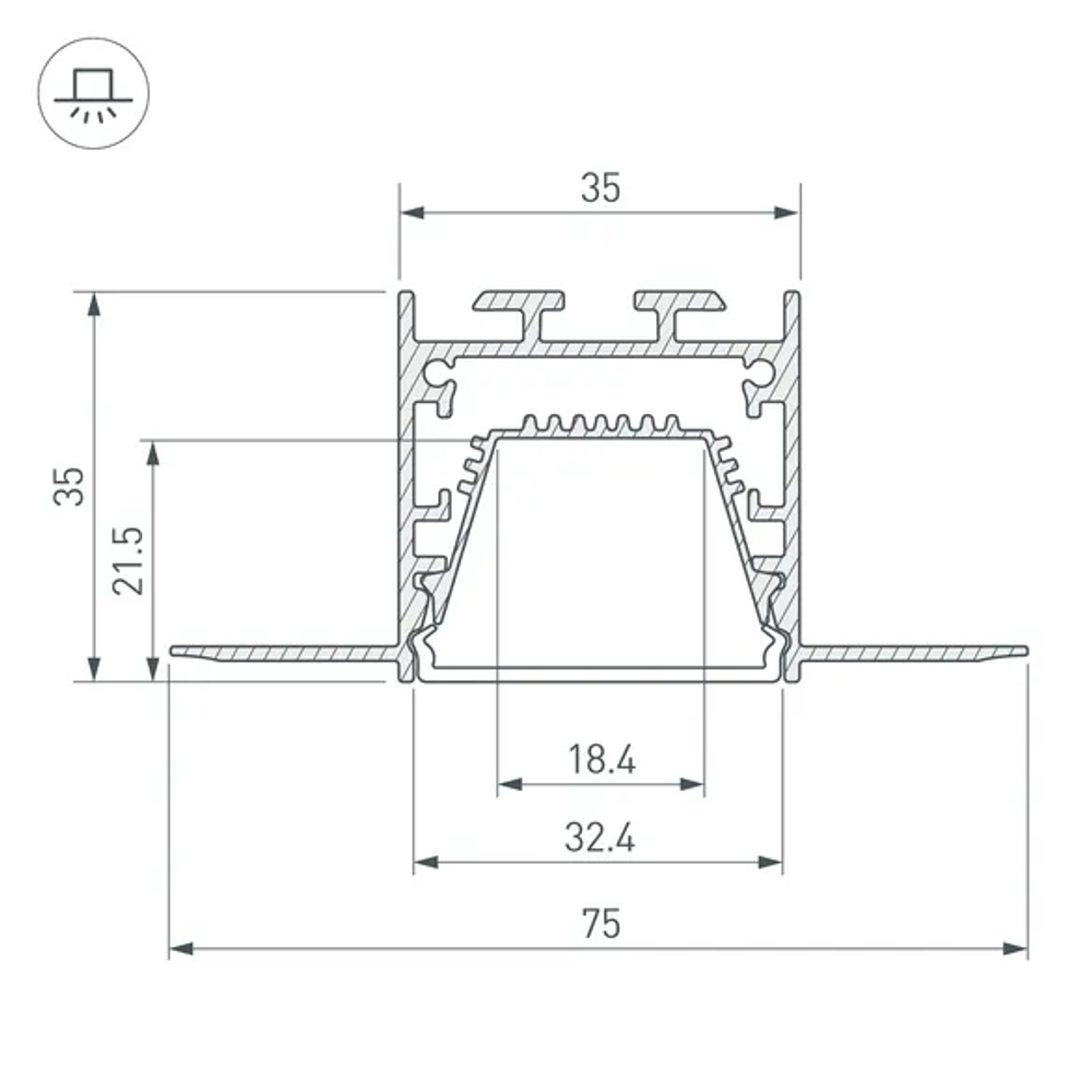 Профиль LINIA32-FANTOM-TRAY-2000 ANOD (Arlight, Алюминий) 062166