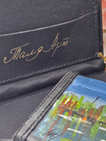 Визитница для собственных визиток в виде кейса с авторской росписью акрилом " В камышах"