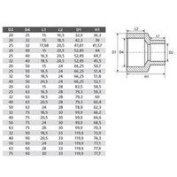 Муфта переходная полипропиленовая 50х40 мм TEBO