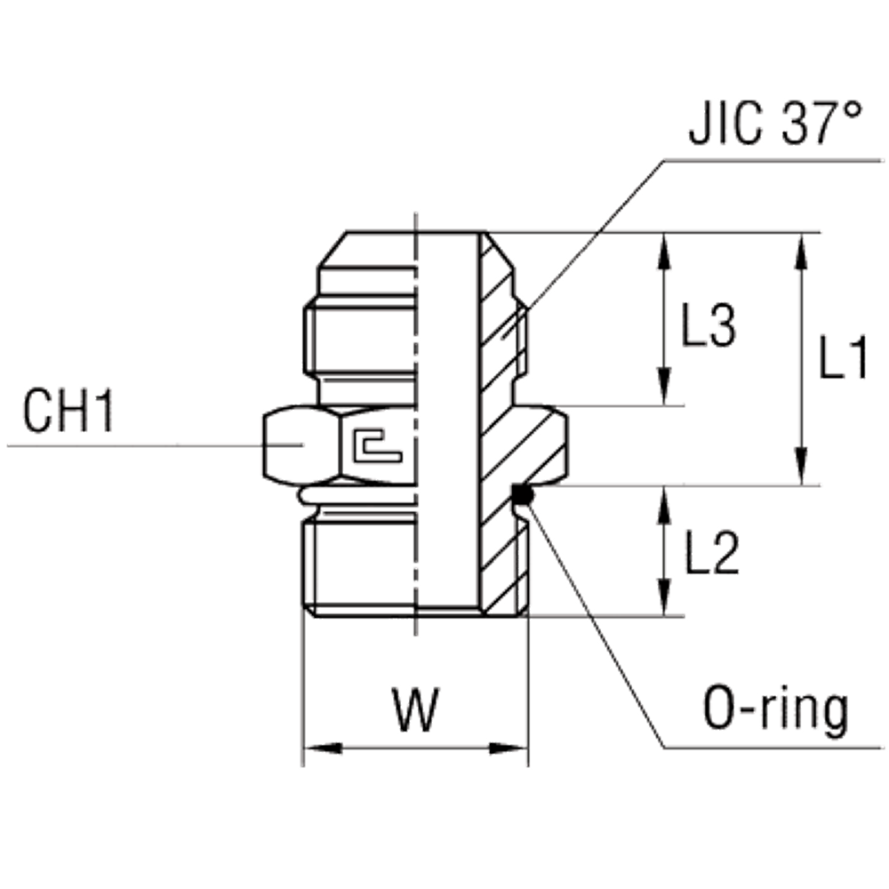 Штуцер FRLG JIC 1.1/16" UNF1.5/16"