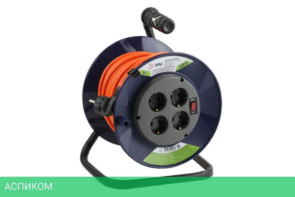 Удлинитель на катушке ЭРА RPx-4es-3х0.75-30m (Б0043052)