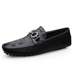 WENNAI Cow Split Leather Gommino Loafers Men"s Black