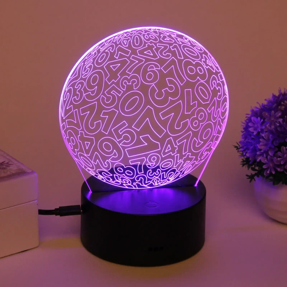 Светильник ночник «3D-Алгоритм» на пластиковой подставке, с включателем USB