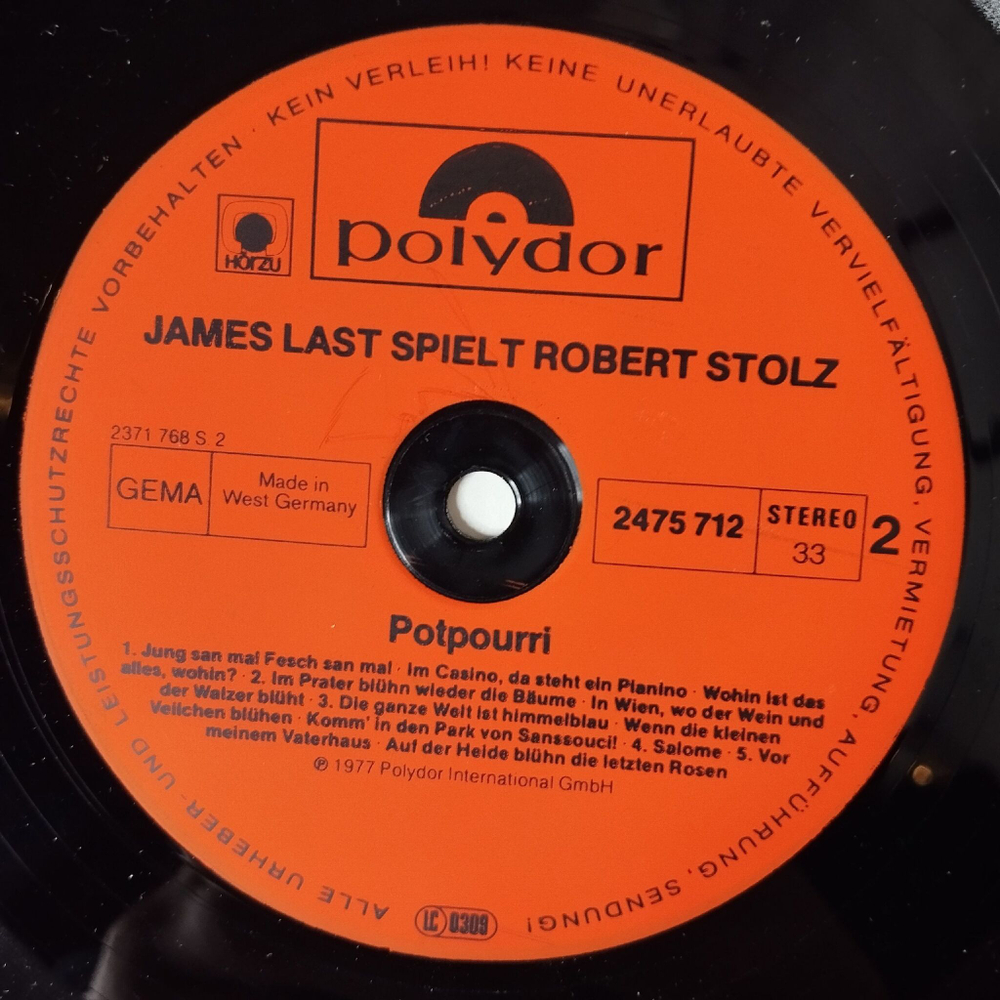 Винтажная виниловая пластинка LP James Last Spielt Robert Stolz (Germany 1977)
