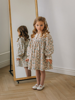 Платье с воротником в цветочек, Молоко