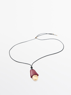 Massimo Dutti Кожаная подвеска, золотой