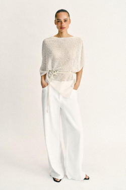 ZARA НАКИДКА АСИММЕТРИЧНОГО КРОЯ С БЛЕСТЯЩЕЙ НИТЬЮ, ЭКРЮ