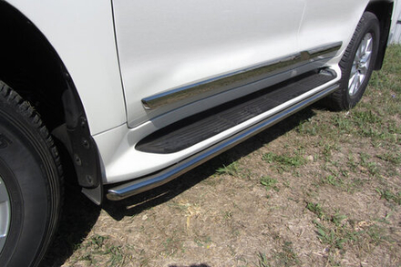 Пороги из нержавейки Toyota Land Cruiser Prado J120 (2002-2009) труба d42 (черный цвет)