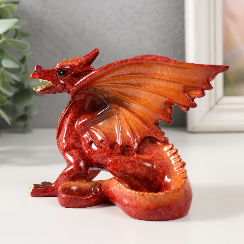 Сувенир полистоун лак "Красный дракон" 12,8х7,2х9,5 см