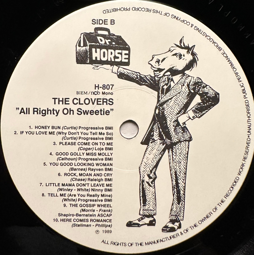 The Clovers Featuring Charlie White - "All Righty Oh Sweetie" (Скандинавия 1989г.)