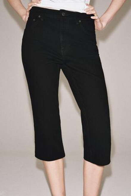 ZARA ДЖИНСЫ-КАПРИ СО СРЕДНЕЙ ПОСАДКОЙ — ZW COLLECTION, ЧЕРНЫЙ
