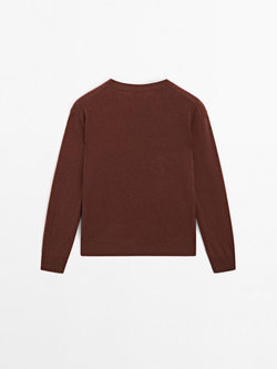 Massimo Dutti Свитер из 100% кашемира с круглым вырезом, терракотовый