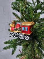 Паровоз ёлочная игрушка из фарфора