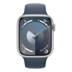 Apple Watch Series 9, 45 мм, из алюминия серебристого цвета, спортивный ремешок