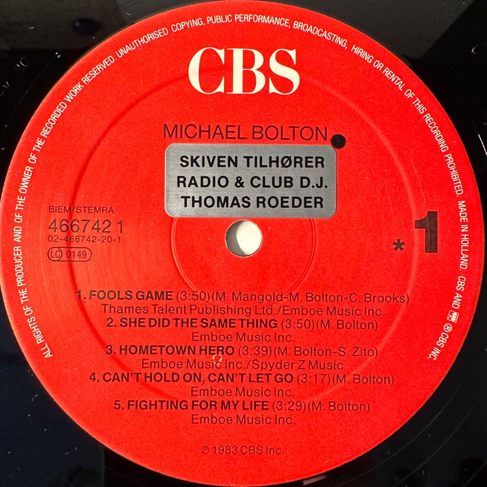 Michael Bolton ‎– Michael Bolton (Голландия)