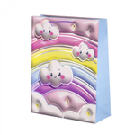 Пакет подарочный бумажный Alingar, (L+) 26х32х10 см, вертикальный, "Радуга и облачка", матов. ламинация, тиснение голография, эффект 3D, ассорти