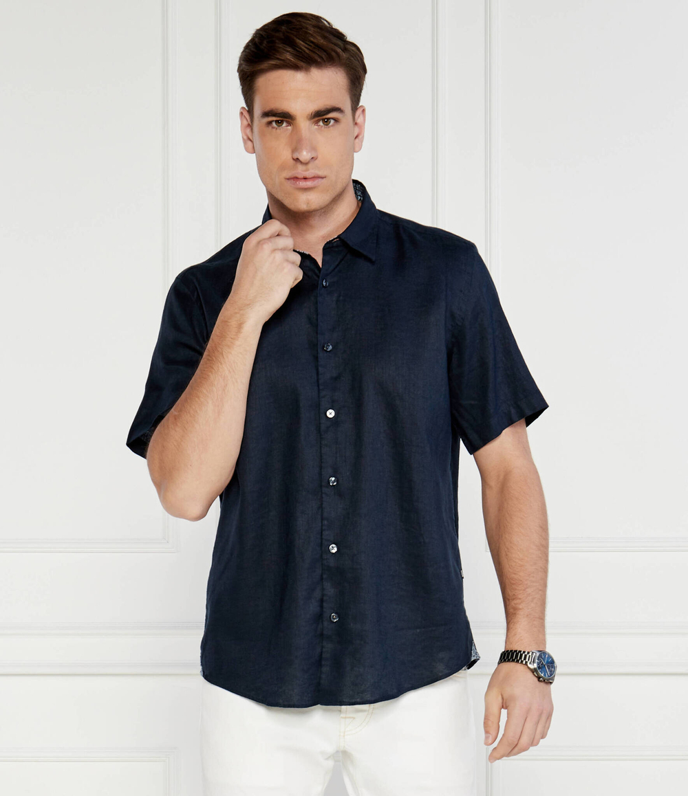 Льняная рубашка S-LIAM-ken BOSS BLACK - темно-синий(50515156)